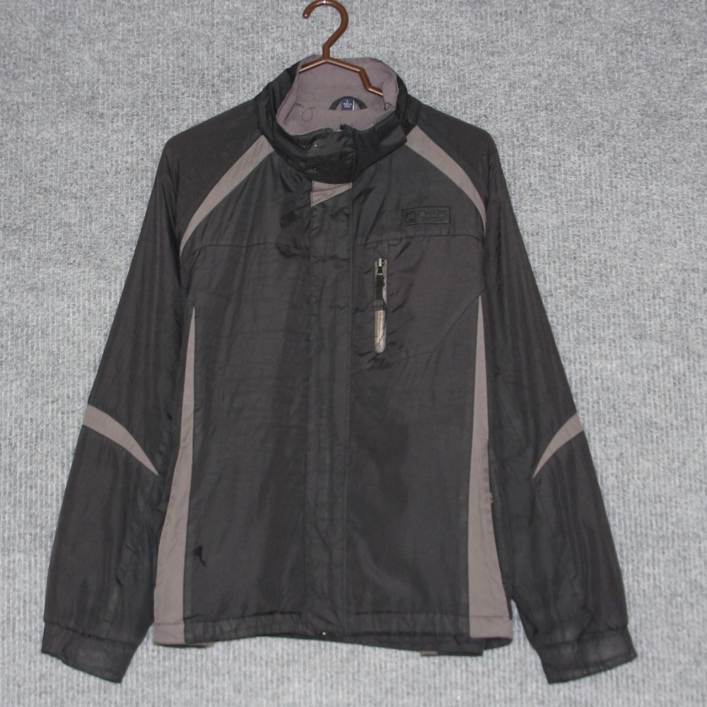 Chaps Mens L Black Gray Zip Up Jacket Winter‎ Outdoor Ski Snowboard Coat